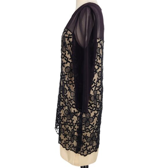 Erin Fetherston Black Lace Shift Cocktail Chiffon Dress Size 10 - Picture 3 of 5